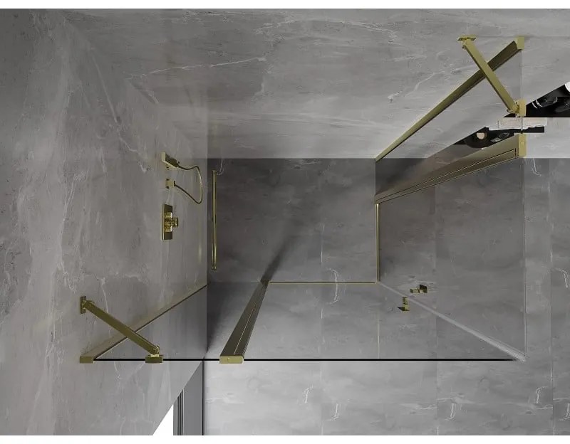 Mexen, Mexen Mist Duo sklápací sprchový kút 85 x 80 cm, transparentný, zlatý - 8A4-085-080-50-00