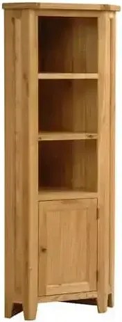 Rohová knižnica s dvierkami a poličkami, 73x45x185 cm