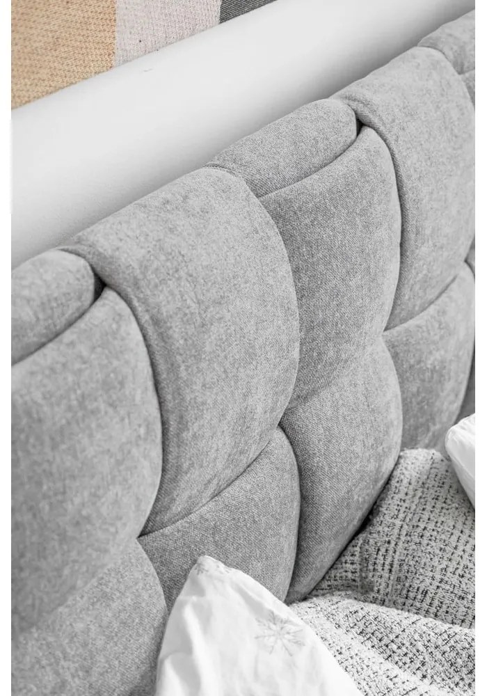 Svetlosivá čalúnená dvojlôžková posteľ s roštom 140x200 cm Eve – Miuform