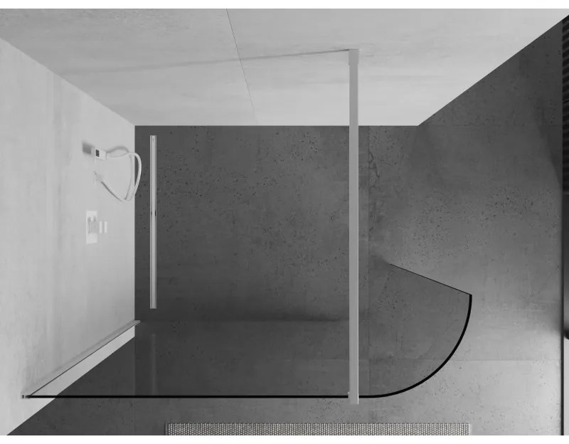 Mexen Kioto, zaoblená sprchová zástena 130 x 200 cm, 8mm číre sklo, biely profil, 800-130-101-20-06
