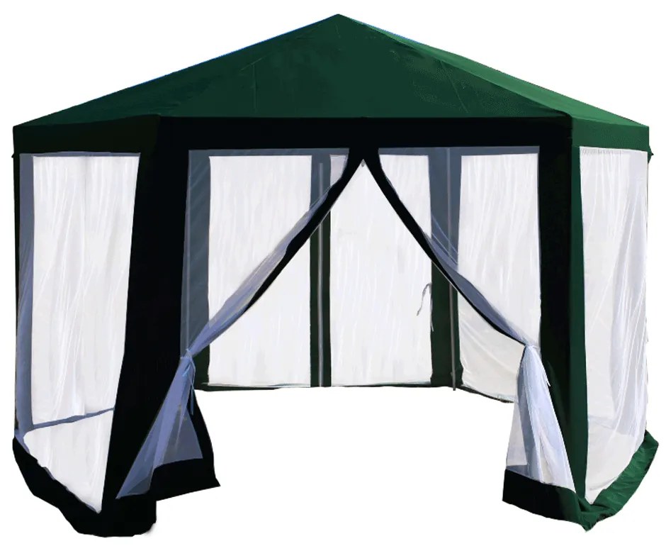 Stanový altánok do záhrady, 3,9x2,5x3,9m, zelená/biela, RINGE TYP 1+6 bočných strán
