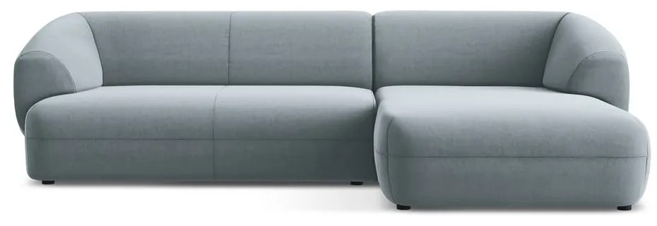 Svetlomodrá zamatová rohová pohovka (pravý roh) Moana – Makamii