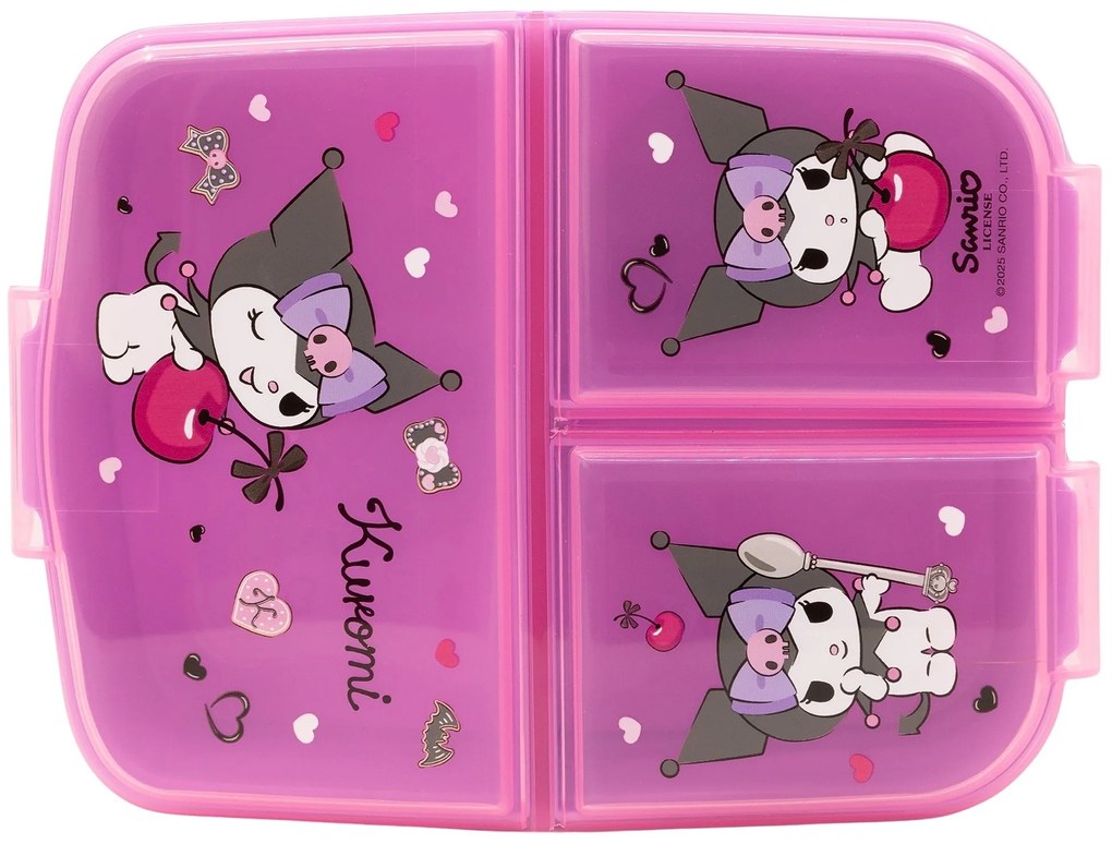 Multibox na desiatu s motívom Kuromi s tromi priehradkami | Bez obsahu BPA