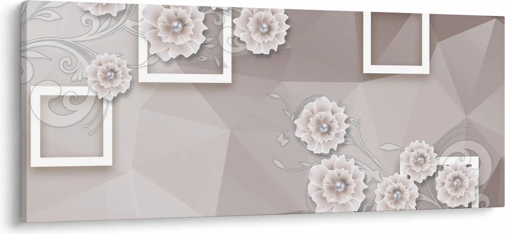 Obraz s béžovými kvetmi (120x50 cm)