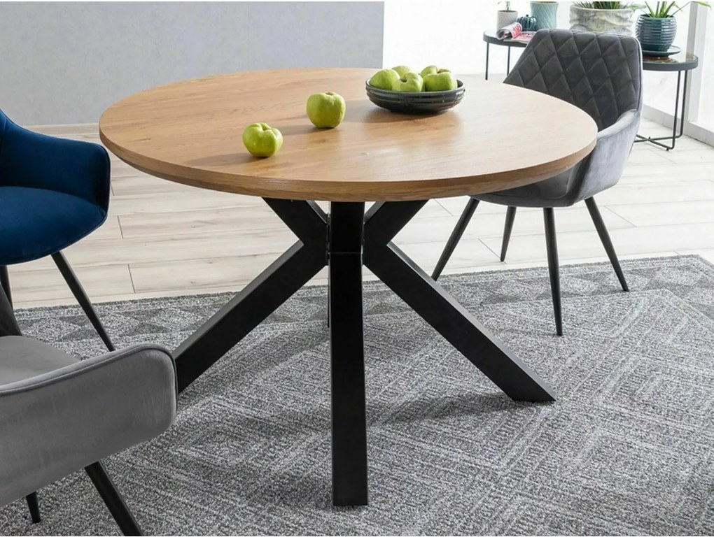Okrúhly jedálenský stôl Ritmo 120 cm dub prírodný/čierny