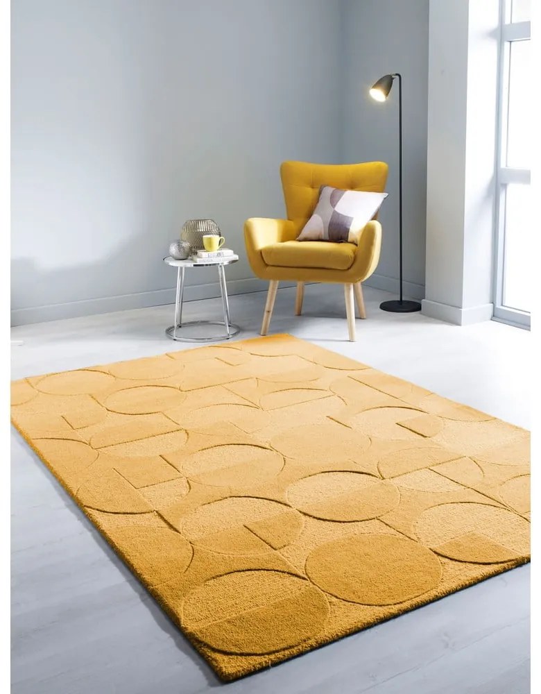 Žltý koberec z vlny Flair Rugs Gigi, 120 × 170 cm