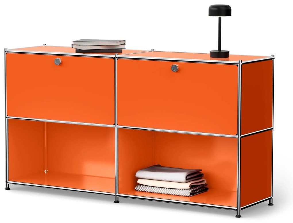 Kovový regál »CN3« s výklopnými priehradkami, oranžový