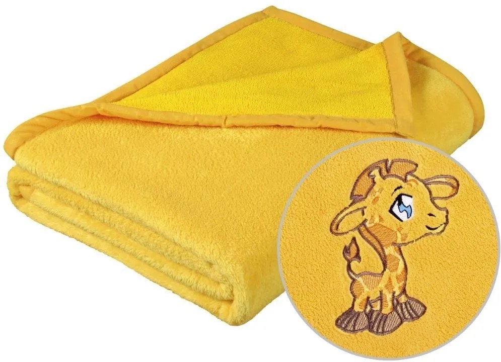 Brotex Mikro deka detská s výšivkou 75x100 cm Žltá
