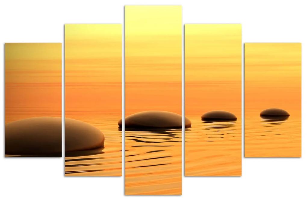 Gario Obraz na plátne Zenová kompozícia s kameňmi - 5 dielny Rozmery: 100 x 70 cm
