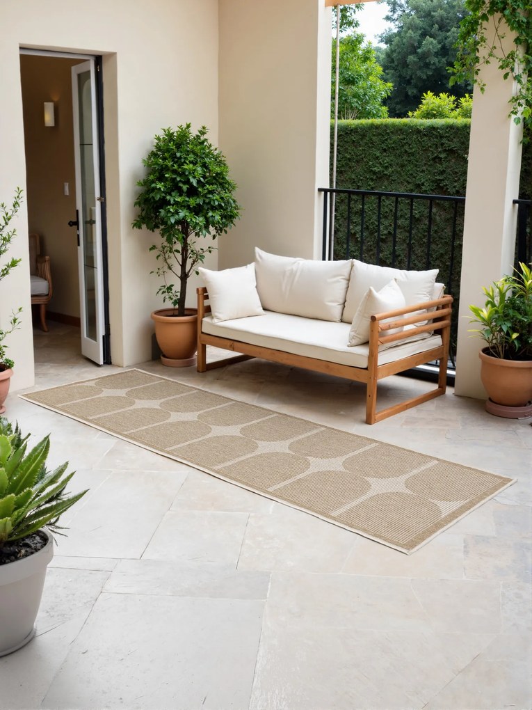 NORTHRUGS, Koberec behúň Duet Bowen 106245 Beige/White - na von aj na doma, 80x250, béžová, chodba / predsieň
