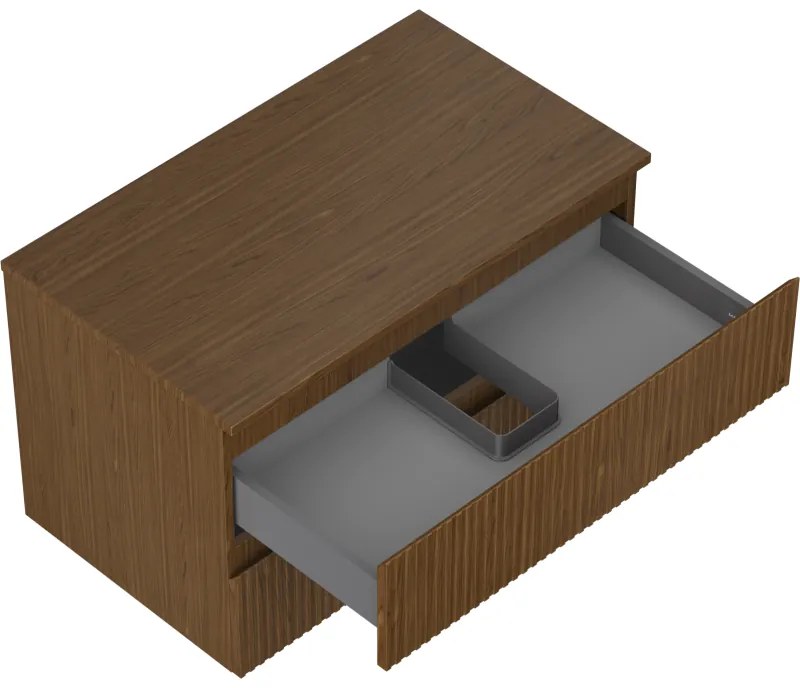 Mexen Rivel, kúpeľňová skrinka 80 cm s hornou časťou, 2 zásuvky, drážkovaná, orech, 91A20-08047-2-BFFC86