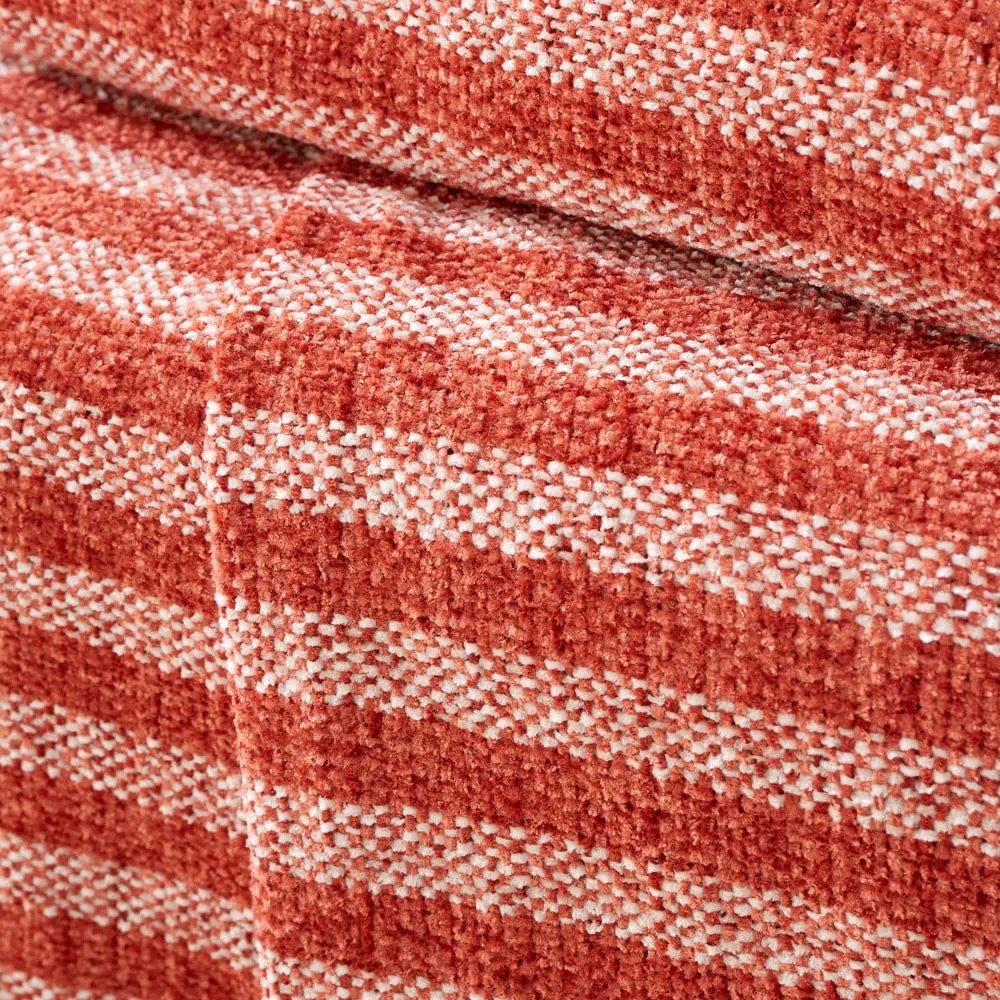 Červeno-oranžová zamatová deka 130x170 cm Stripe Chenille – Catherine Lansfield