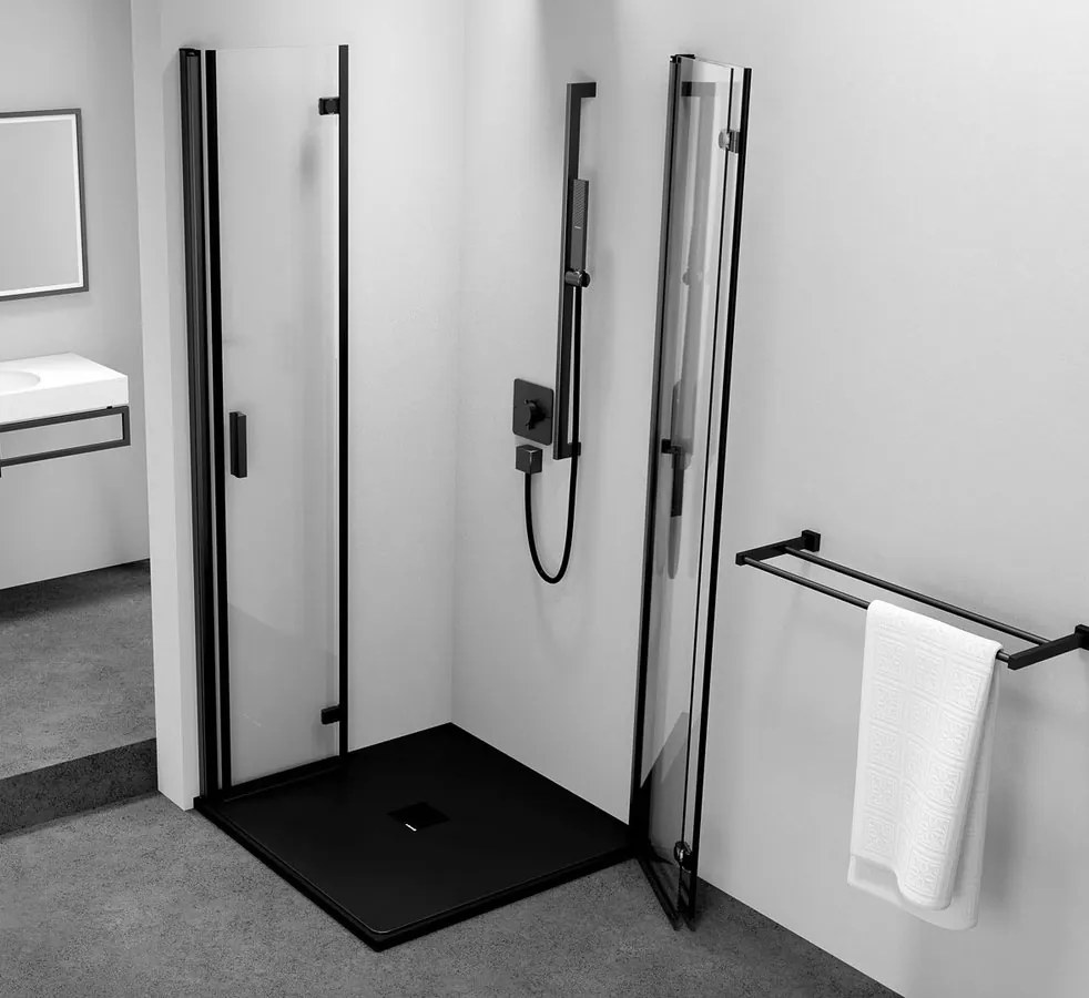Polysan Polysan, ZOOM BLACK štvorcová sprchová zástena 700x700mm, rohový vstup, ZL4715BL-02
