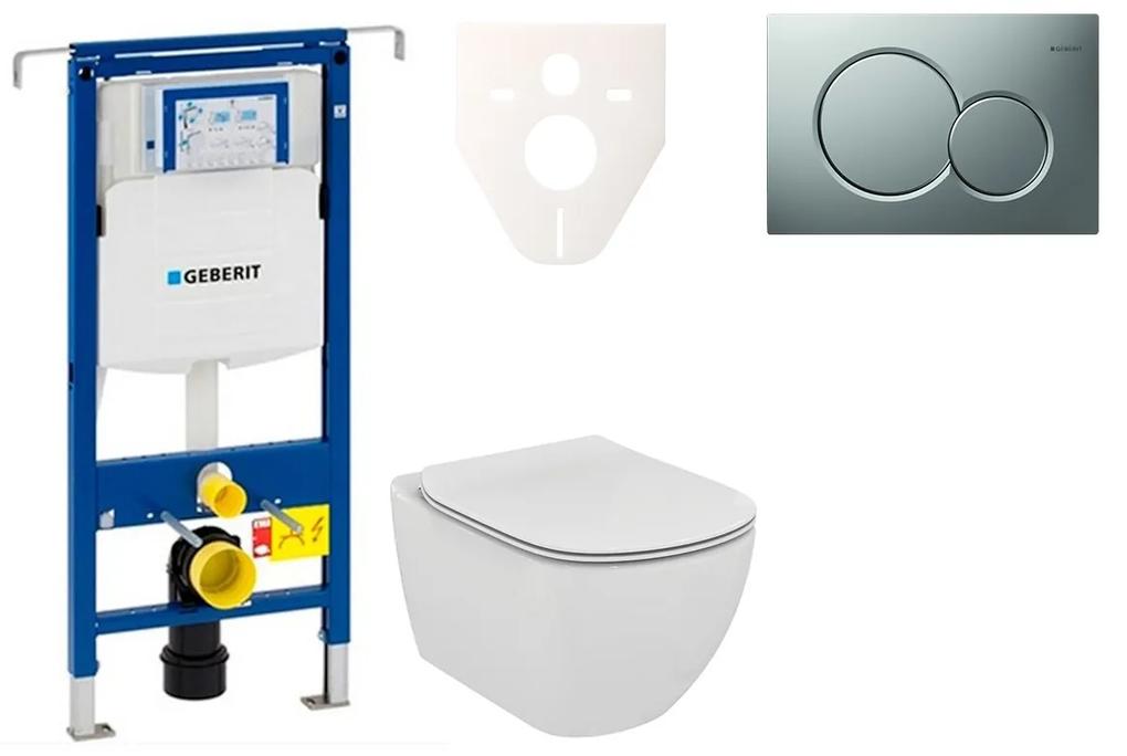 Cenovo zvýhodnený závesný WC set Geberit do ľahkých stien / predstenová montáž + WC Ideal Standard Tesi 111.355.00.5NE3