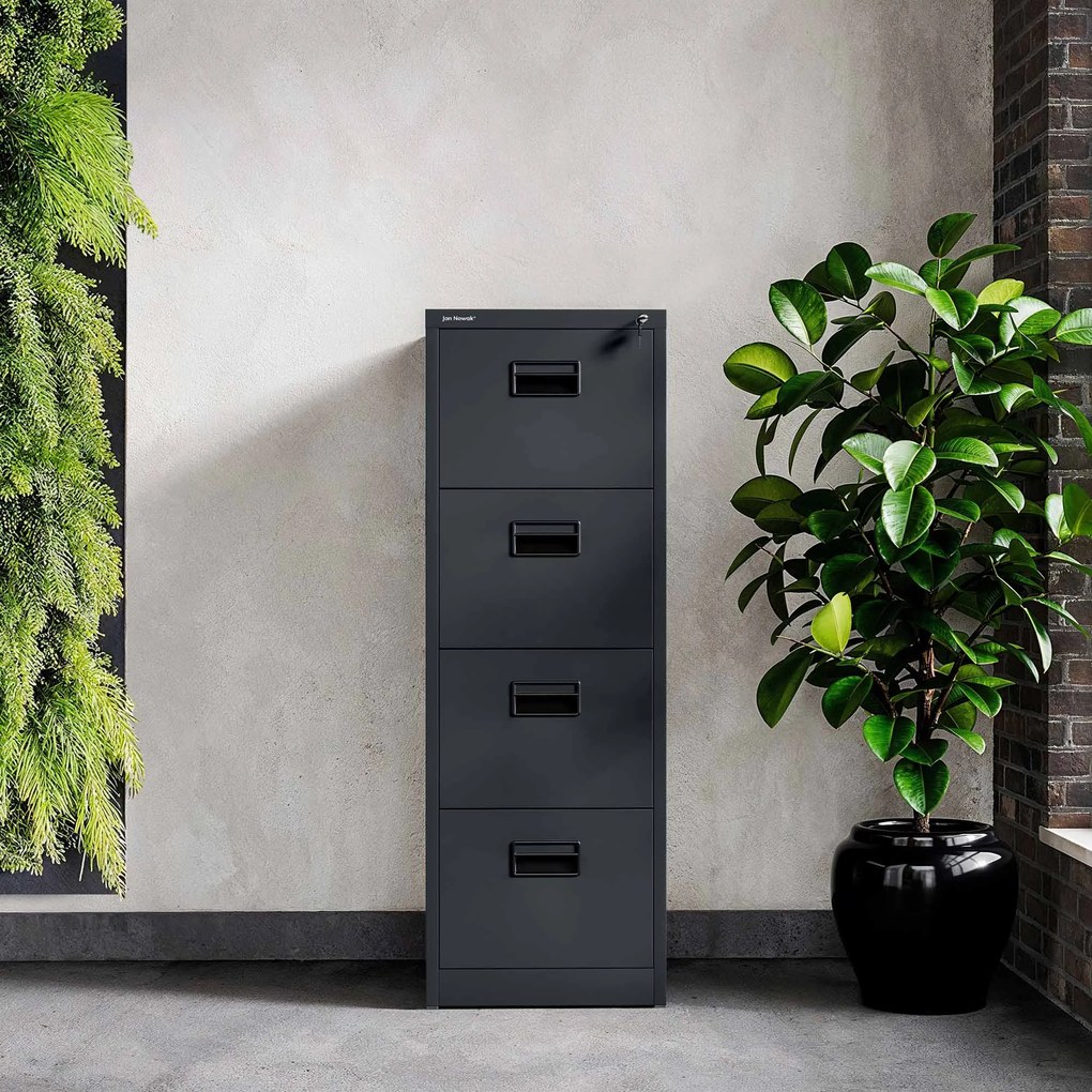 Kovová kartotéka, 4 zásuvky SARA V4, 460 x 1320 x 620 mm, antracitová