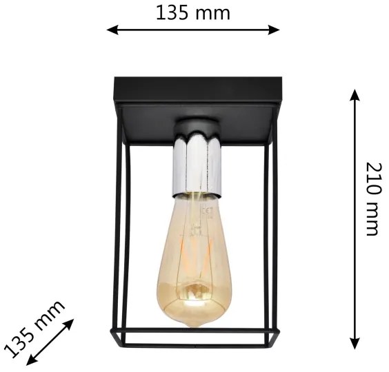 Stropné svietidlo FINN 1xE27/15W/230V čierna/chróm