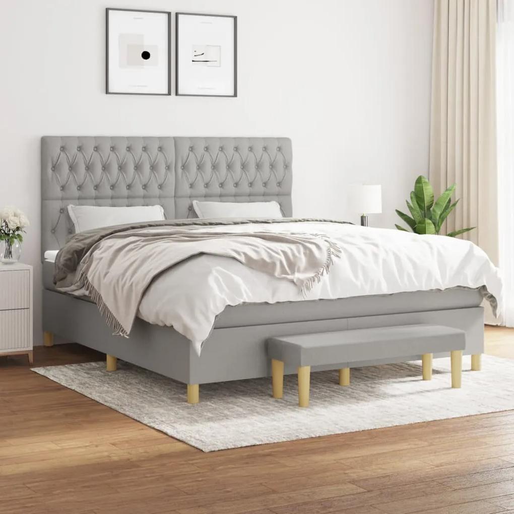 Boxspring posteľ s matracom bledosivá 180x200 cm látka 3137413