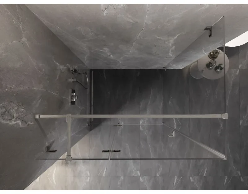 Mexen Lunar T, sklápací sprchový kút ľavý 115 x 80 cm, 8mm číre sklo, oceľový profil, 834T-115-080-97-00-L