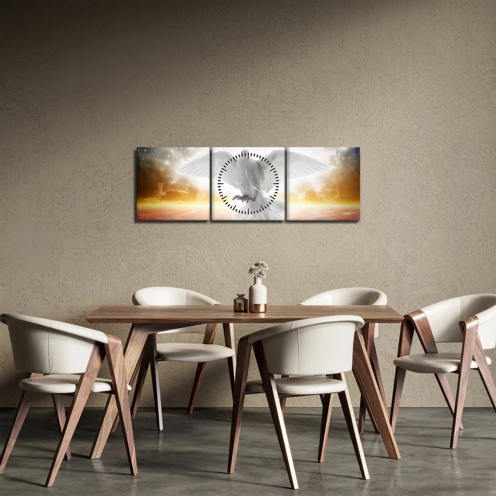 Obraz holubice (s hodinami) (90x30 cm)