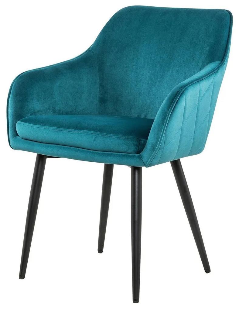 Zamatová jedálenská stolička tyrkysová 61 × 45 × 85 cm SALESFEVER