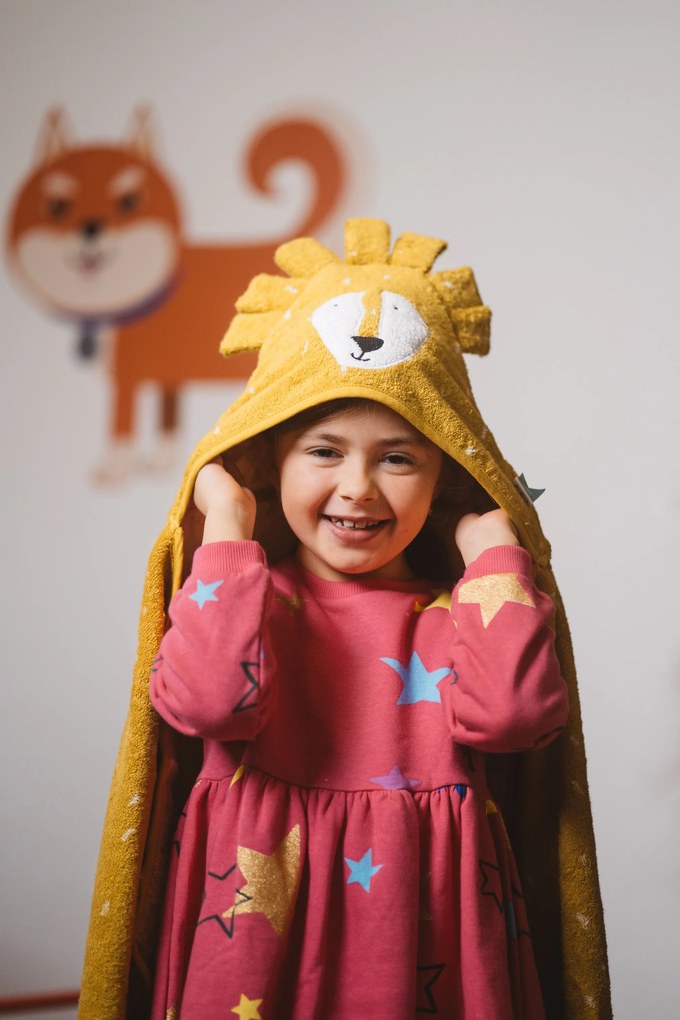 Detská osuška s kapucňou Mr. Lion - 70 x 130 cm