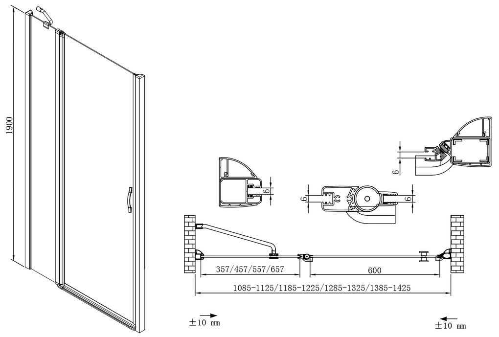 Gelco, ONE sprchové dvere do niky 1300 mm, číre sklo, GO4413D