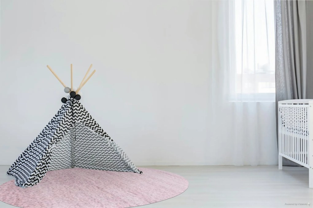 Ayyildiz, Kusový koberec Life Shaggy 1500 pink kruh, 80x80 (priemer) kruh, ružová, obývacia izba