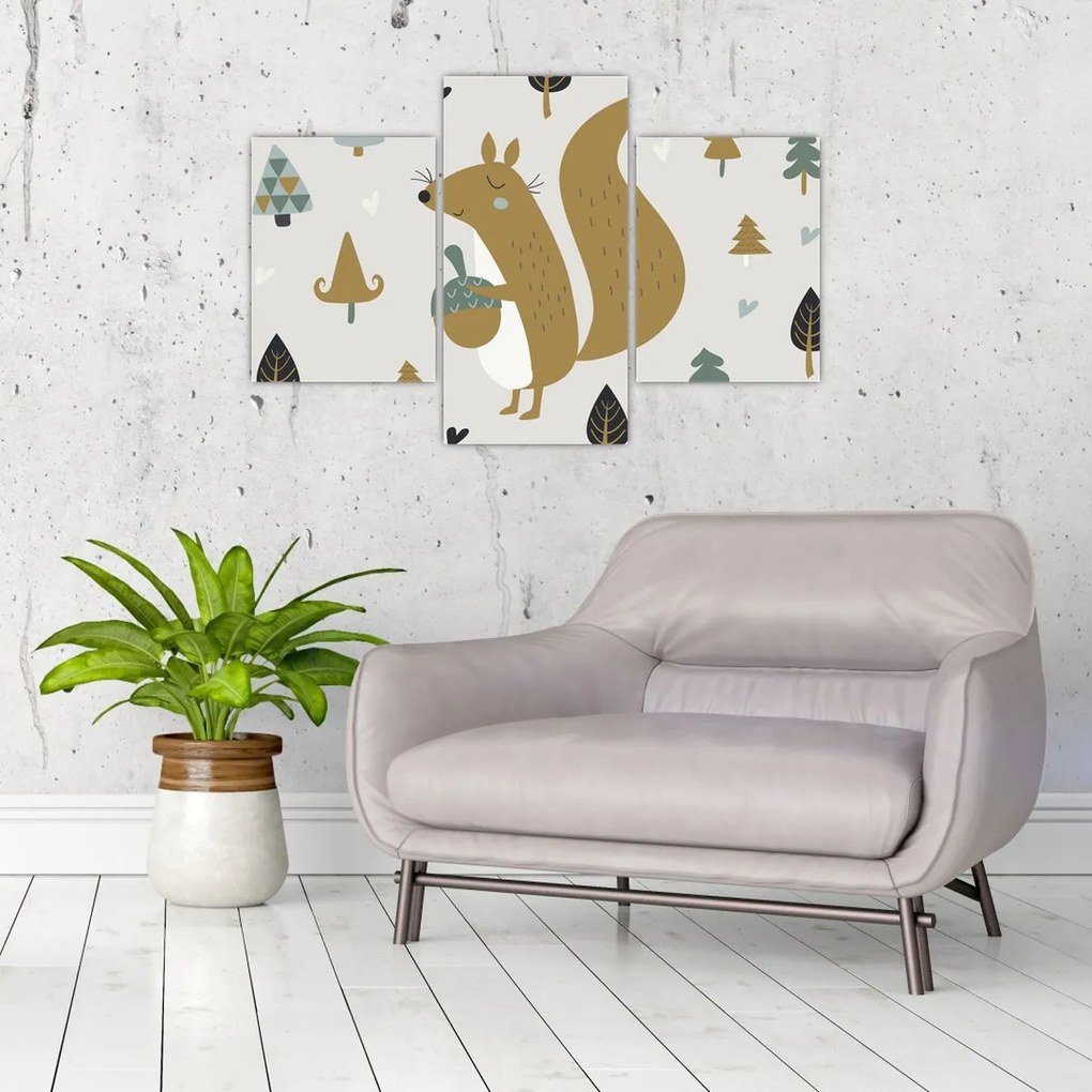 Obraz - Veverička s orieškom (90x60 cm)