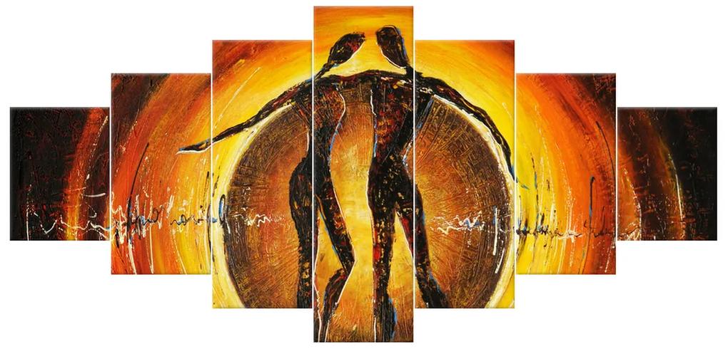 Gario Ručne maľovaný obraz Tajomné postavy - 7 dielny Rozmery: 210 x 100 cm