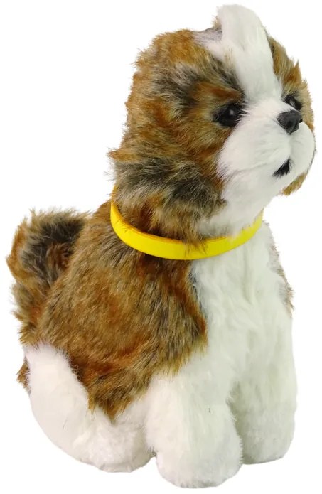 Lean Toys Interaktívny plyšový psík – Shitzu s obojkom