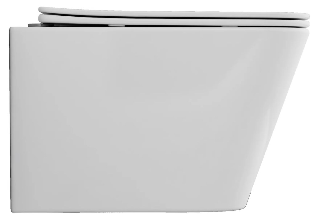 Invena Paros, závesná WC misa Rimless 465x350x360 mm + SLIM toaletné sedadlo s pomalým zatváraním, biela lesklá, INV-CE-90-001-W
