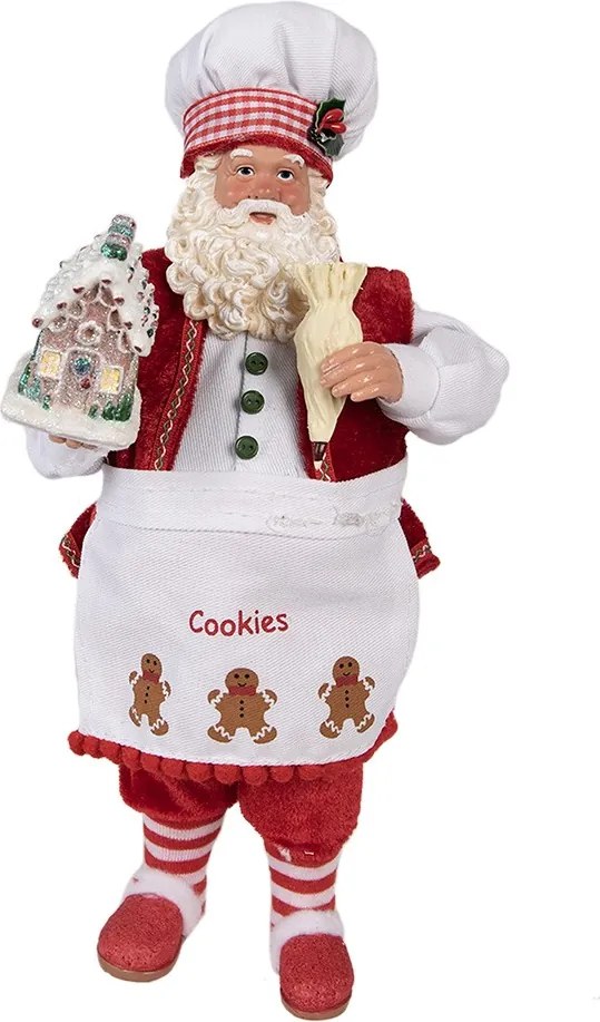 Vianočné dekorácie Santa cukrár s perníkovou chalúpkou - 16 * 8 * 28 cm