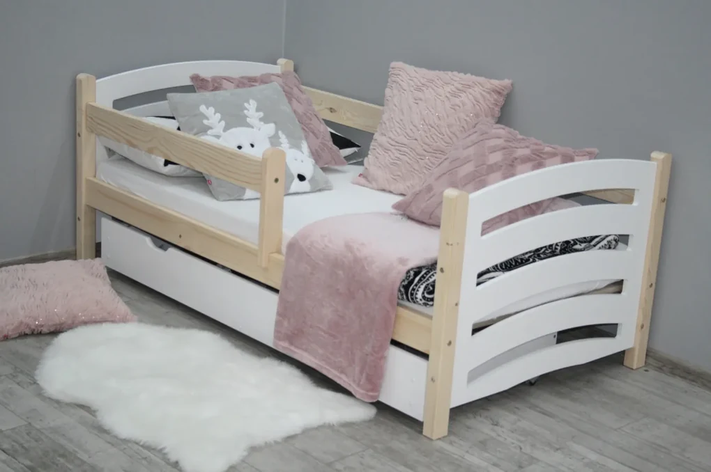 Detská posteľ MELA 80 x 160 cm biela/borovica Rošt: Bez roštu, Matrac: Matrac EASYSOFT 8 cm