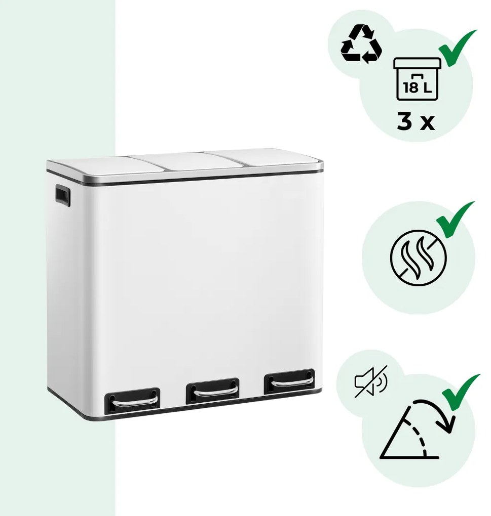 Kôš na separovanie odpadu SORT 54l (3x18 l) + vrecia na odpadky, biela Jurhan
