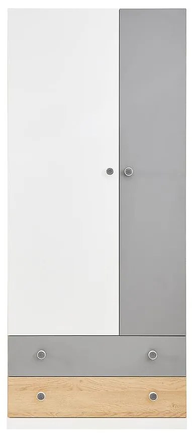 Skriňa Pixel 2D PX3 sušienkový dub / biely lux / sivý