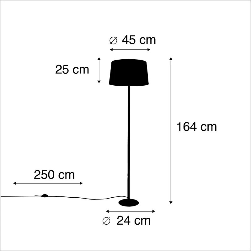 Stojaca lampa čierna s tienidlom z ľanu taupe 45 cm - Simplo