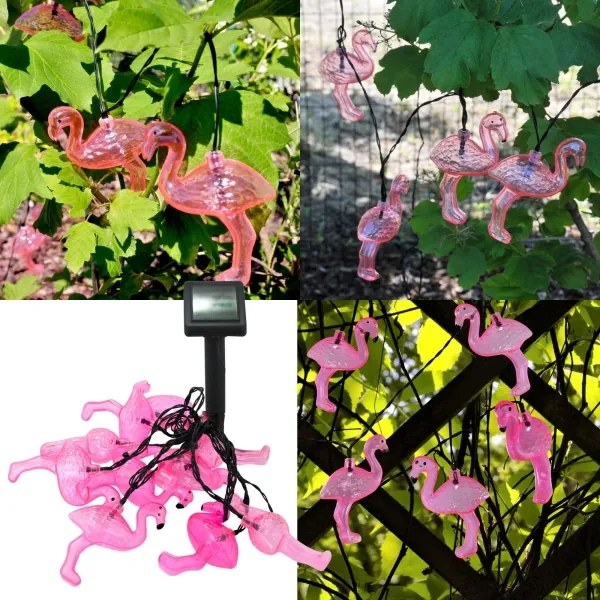 LED Solárna dekoračná reťaz 10xLED/1,2V 300 mAh 3,8 m IP44 plameniak