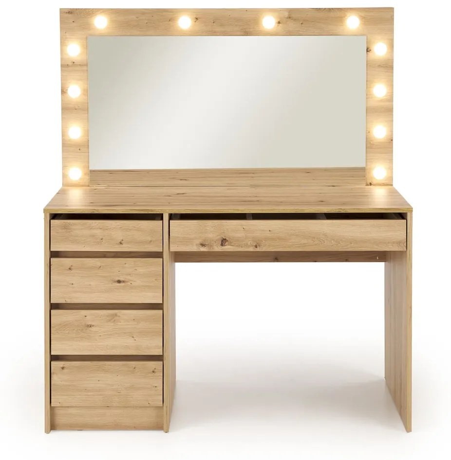 Toaletný stolík HOLLYWOOD s LED osvetlením 120 cm dub artisan