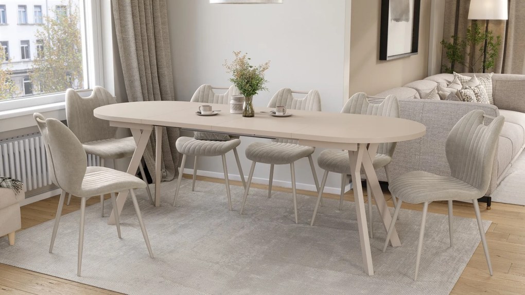 Mazzoni ALMO Kašmír / kašmírové nohy - OVÁLNY ROZKLADACÍ STÔL 120-220 cm PRE 10-12 OSÔB