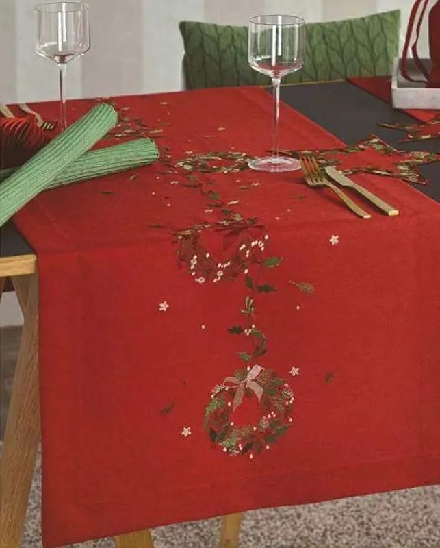 SANDER Vianočný obrus GARLAND 40 x 100 cm, červený