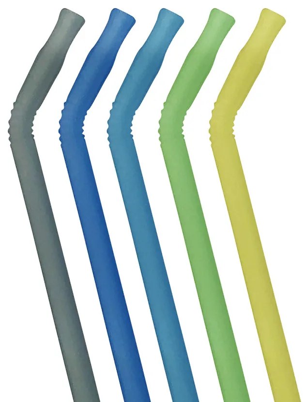 Súprava silikónových slamiek - modrá/zelená