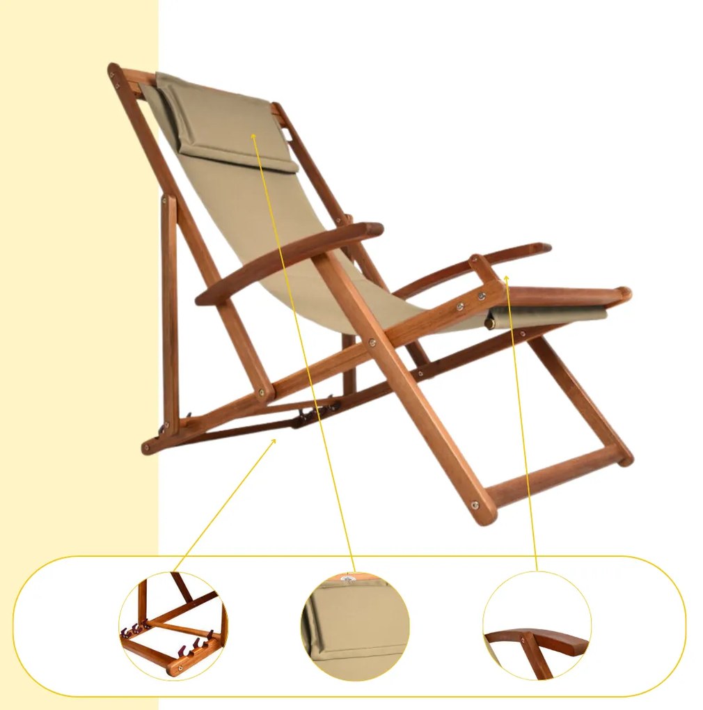 Záhradné lehátko SIENA, 65x87x102cm, bežová Jurhan