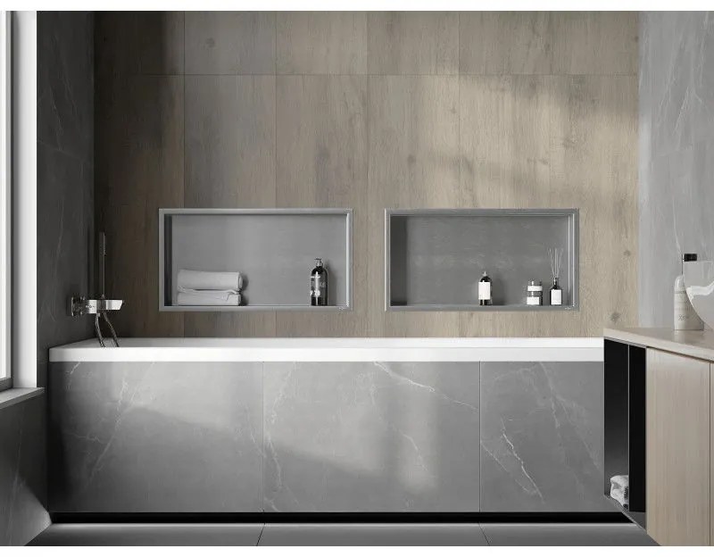 Mexen X-Wall-R, polička na zapustenie na obklad s golierom 60 x 30 cm, oceľová, 1910603010