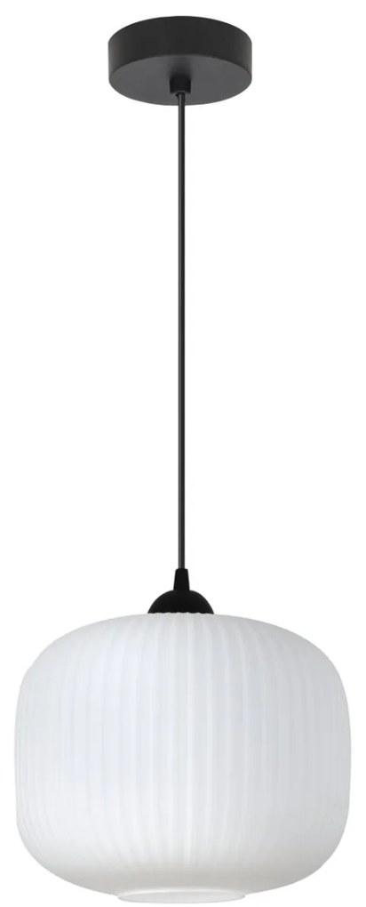 Závesné svietidlo Riffle 3, 1x biele sklenené tienidlo, b