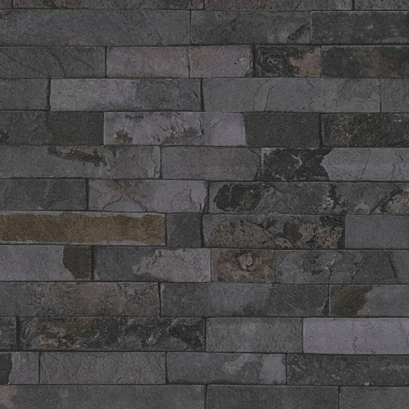 Vliesové tapety na stenu IMPOL 35582-5 Wood and Stone 2, obkladový kameň štiepaná bridlica sivo-čierna, rozmer 10,05 m x 0,53 m, A.S.Création