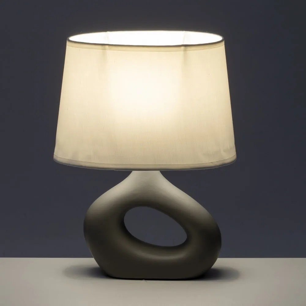 Bielo-sivá keramická stolová lampa s textilným tienidlom (výška 30 cm) – Casa Selección