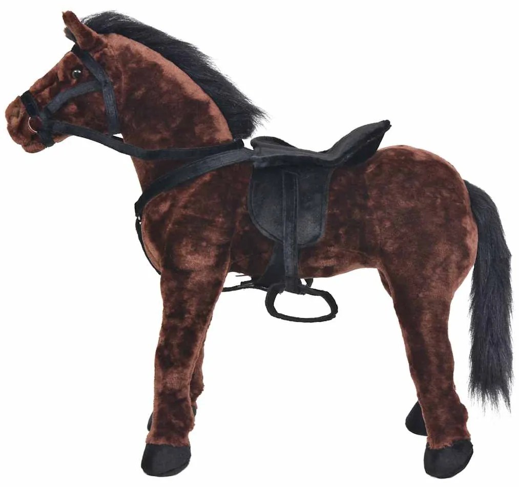 Stojaci plyšový hračkársky koník, tmavohnedý XXL