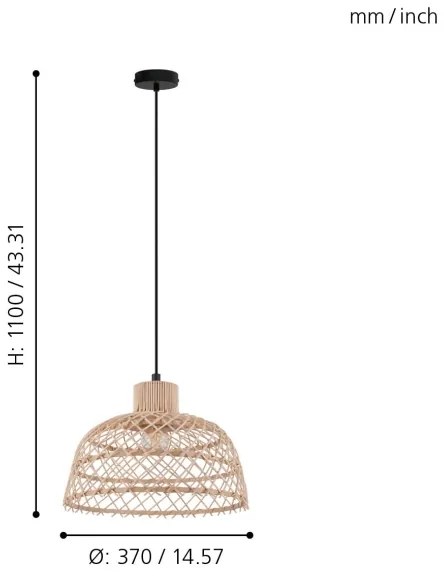 Eglo 43285 - Luster na lanku AUSNBY 1xE27/40W/230V
