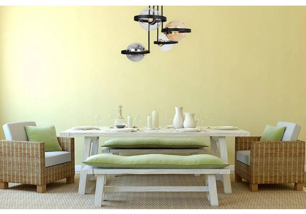 Stropné svietidlo Haga Ring, 4x sklenené tienidlo (mix 3 farieb), (výber z 3 farieb uchytenia)