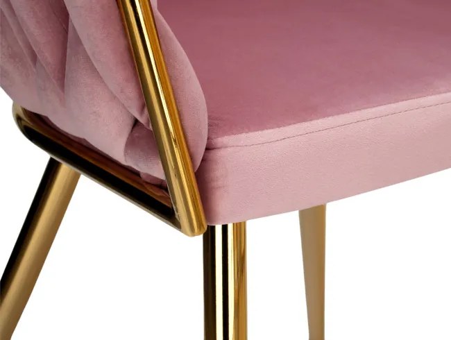 Jedálenská stolička COFTON zamatová, zlatá / ružová